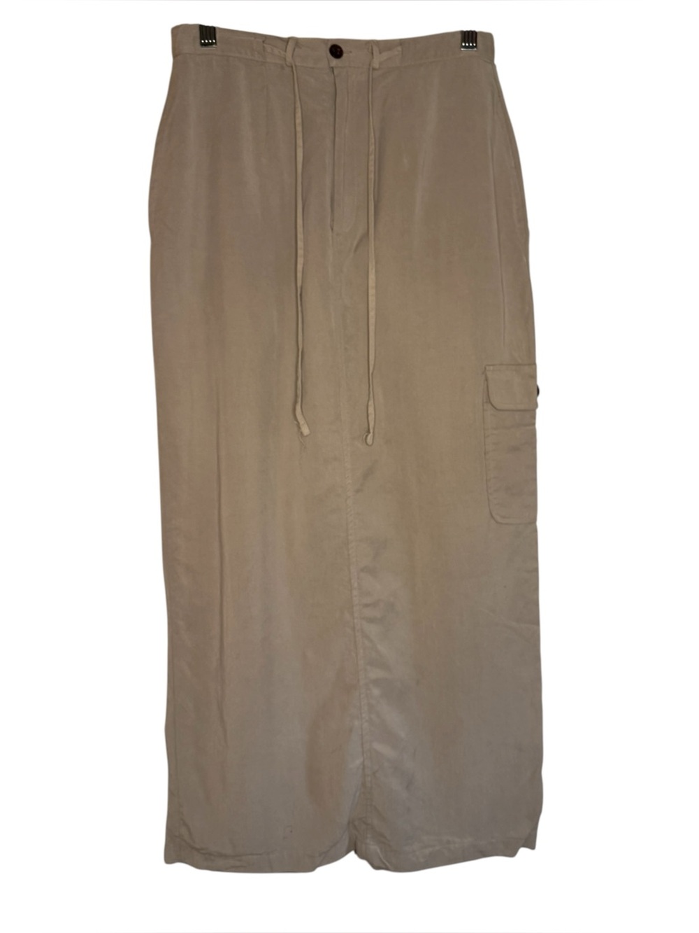 Vintage Adriana Bermani Tencel Drawstring Cargo Maxi Skirt Size 4